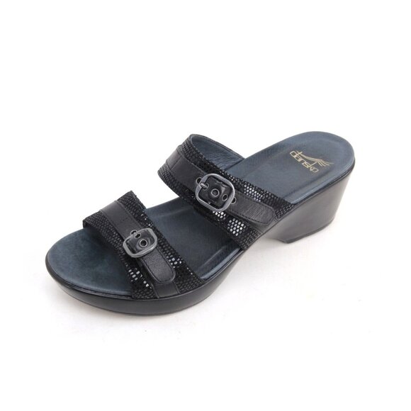 Dansko Shoes - Dansko Jessie Black Leather Slip On Sandals Shoes EU 40 US Women's 9.5-10